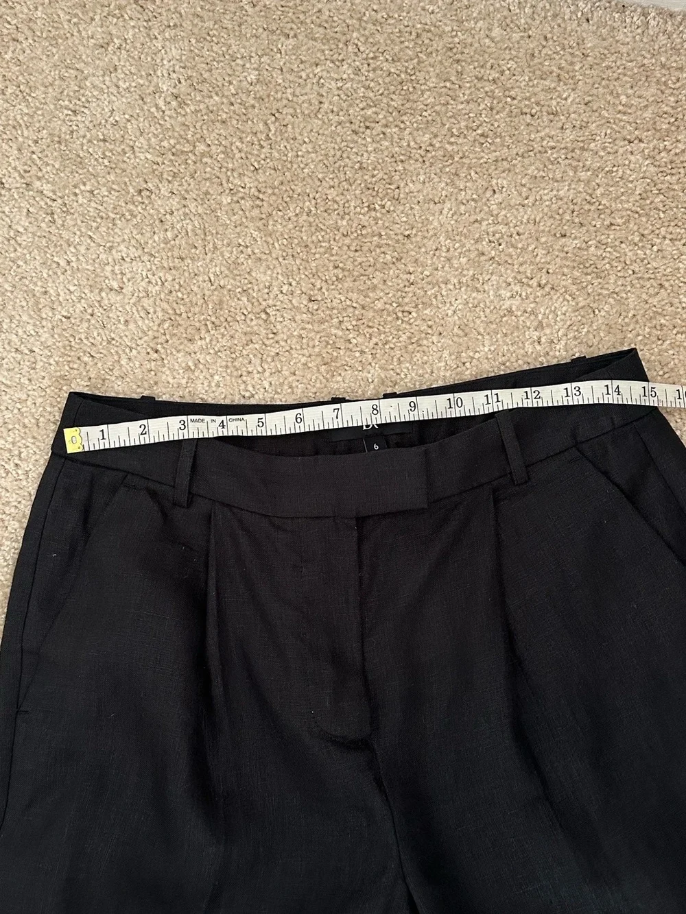 NWT Banana Republic black high rise 100% linen trouser straight leg pant size 6